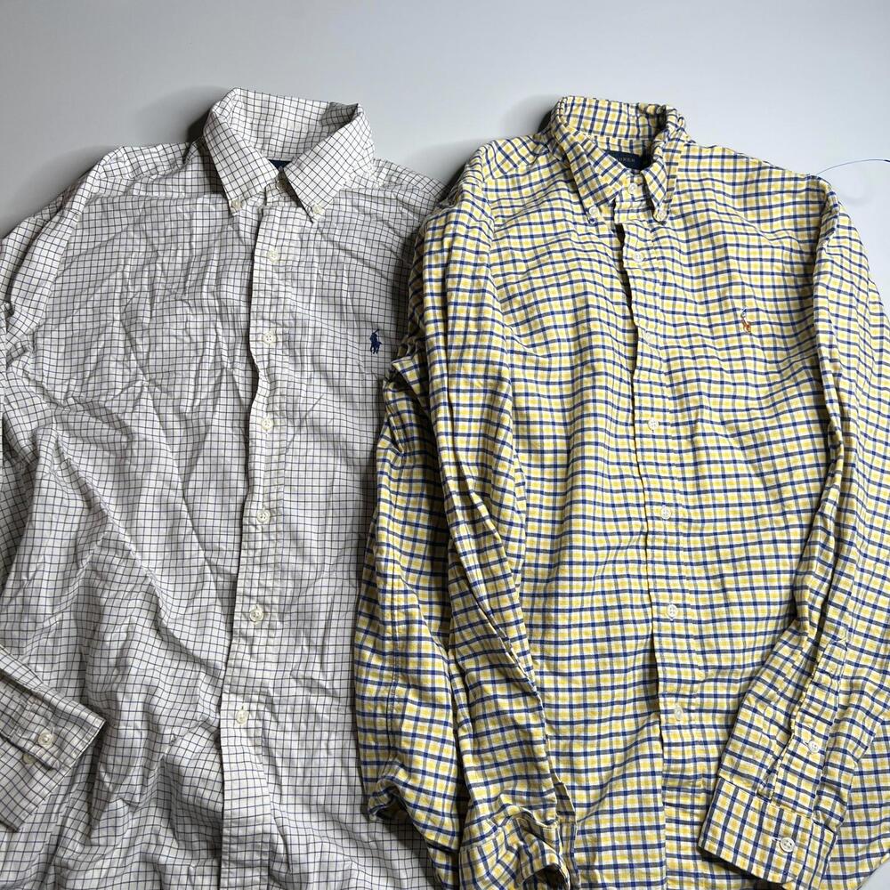 Lot of‎ 2 Ralph Lauren Button Down Shirts Mens M Classic Fit Check Plaid